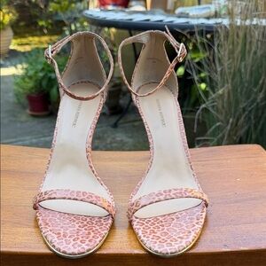 Banana Republic Pink Leopard Print Ankle-Strap Heels